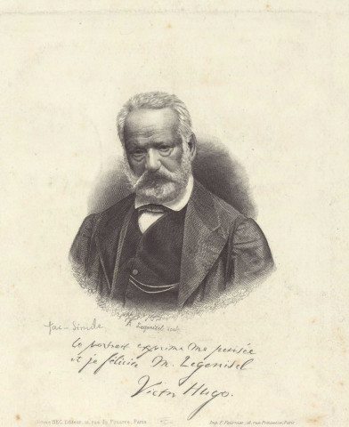 [Portrait de Victor Hugo] [image fixe] / A. Legenisel , Paris : Octave Bec éditeur, 12, rue Fouarre, 1875/1880