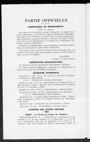 14/05/1953 - La Semaine religieuse du diocèse de Saint-Claude [Texte imprimé]
