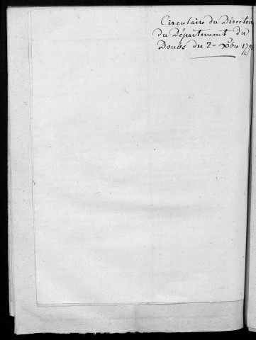 [Lettre circulaire des administrateurs composant le directoire du département du Doubs, datée de Besançon, le 2 décembre 1791.]