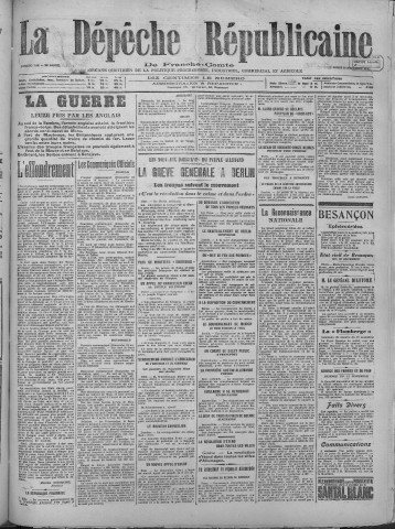 11/11/1918 - La Dépêche républicaine de Franche-Comté [Texte imprimé]