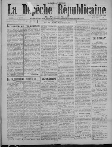 20/01/1922 - La Dépêche républicaine de Franche-Comté [Texte imprimé]