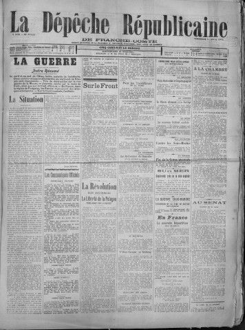 01/04/1917 - La Dépêche républicaine de Franche-Comté [Texte imprimé]