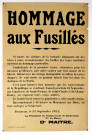Hommage aux Fusillés, Besançon 13 Septembre 1944, affiche