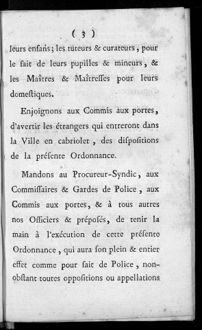 Ordonnance de police qui confirme celles déjà rendues les 1er et 28 avril 1777 et 1782, et ajoute à leurs dispositions, concernant l'usage des cabriolets. Du 9 avril 1787