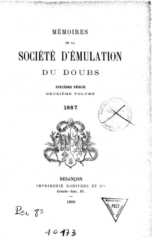 01/01/1887 - Mémoires de la Société d'émulation du Doubs [Texte imprimé]