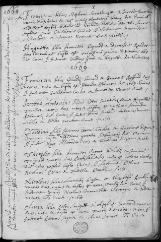Paroisse Saint Paul - Saint Donat : baptêmes (naissances) (2 février 1669 - 6 novembre 1688)