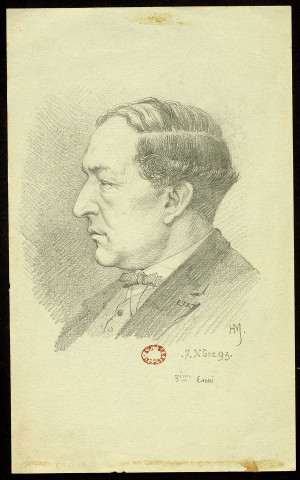 Auguste Castan. Buste, de profil gauche / [signé : ] "HM. [Henri Michel], 7.Xbre.93. 3ème essai" , [S.l.] : [H. Michel], 1893