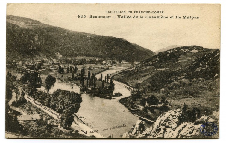 Besançon - Vallée de la Casamène et Ile Malpas [image fixe] , Besançon : Edit. L. Gaillard-Prêtre, 1911