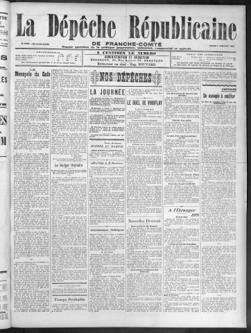 07/01/1907 - La Dépêche républicaine de Franche-Comté [Texte imprimé]