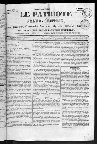 15/05/1833 - Le Patriote franc-comtois