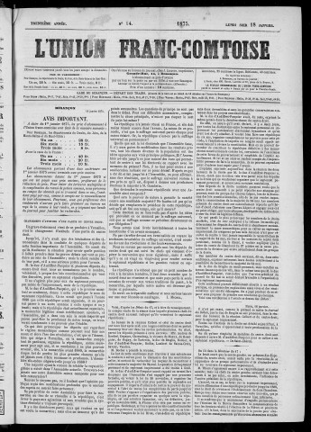 18/01/1875 - L'Union franc-comtoise [Texte imprimé]
