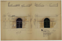 Projet de signalisation du musée des Beaux-Arts : 2 plans de la façade Sud-Ouest avec mise en couleurs (mai 1991).