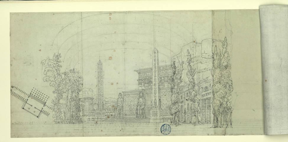Grand temple égyptien. Projet de décor de théâtre / Pierre-Adrien Pâris , [S.l.] : [P.-A. Pâris], [1700-1800]