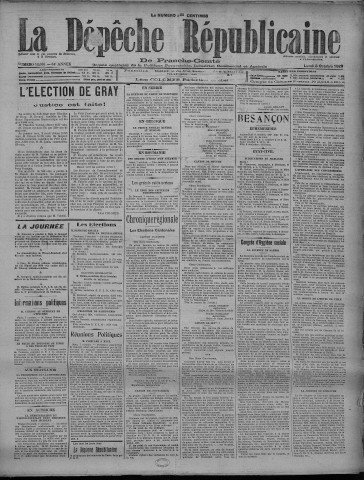 08/10/1928 - La Dépêche républicaine de Franche-Comté [Texte imprimé]