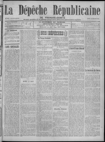 12/02/1912 - La Dépêche républicaine de Franche-Comté [Texte imprimé]