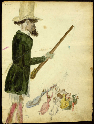 Caricature d'un vendeur de franfreluches et colifichets, [Besançon], [circa 1840]
