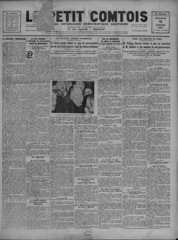 11/02/1934 - Le petit comtois [Texte imprimé] : journal républicain démocratique quotidien