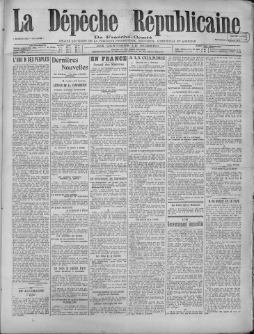 09/07/1919 - La Dépêche républicaine de Franche-Comté [Texte imprimé]