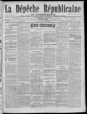 15/09/1905 - La Dépêche républicaine de Franche-Comté [Texte imprimé]