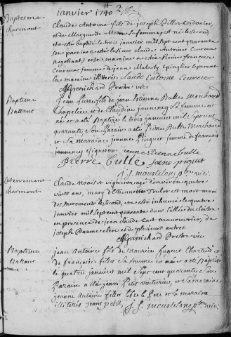 Paroisse Sainte Madeleine : baptêmes (naissances), mariages, sépultures (décès), (1er janvier - 31 décembre 1740)