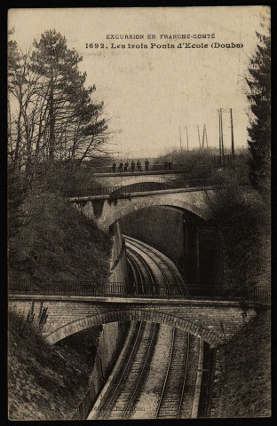 Besançon - Besançon - Les trois Ponts d'Ecole (Doubs). [image fixe] , Besançon : Edit. L. Gaillard-Prêtre, Besançon, 1912/1916