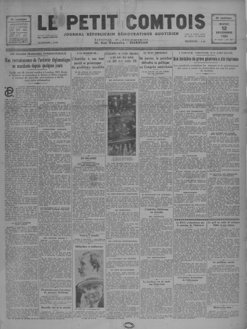 12/12/1933 - Le petit comtois [Texte imprimé] : journal républicain démocratique quotidien
