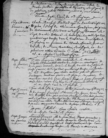 Paroisse de Saint Ferjeux : baptêmes (naissances), mariages, sépultures (décès) (1er janvier 1791 - 29 décembre 1792) : table alphabétique.
