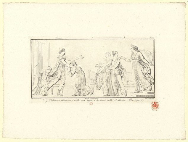 Retour de Télémaque auprès de sa mère Pénélope [image fixe] / Anto. Canova inventó, Vincenzo Camoccini delineó, Tom. Piroli incise , 1750/1850