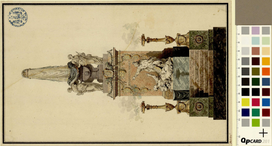 Catafalque de l'impératrice Marie-Thérèse, à Notre-Dame de Paris / Pierre-Adrien Pâris , [S.l.] : [P.-A. Pâris], [1781]