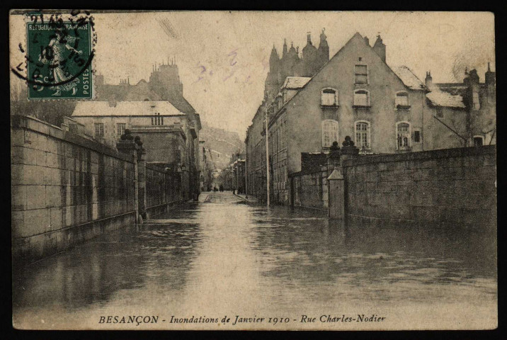 Besançon - Inondations de Janvier 1910 - Rue Charles- Nodier. [image fixe] , 1904/1910
