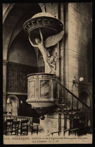 Besançon. - Intérieur de l'Eglise St-François-Xavier - La Chaire - C. L., B.[image fixe] , Besançon : "Phototypie artistique de l'Est C. Lardier, Besançon (Doubs), 1904/1915