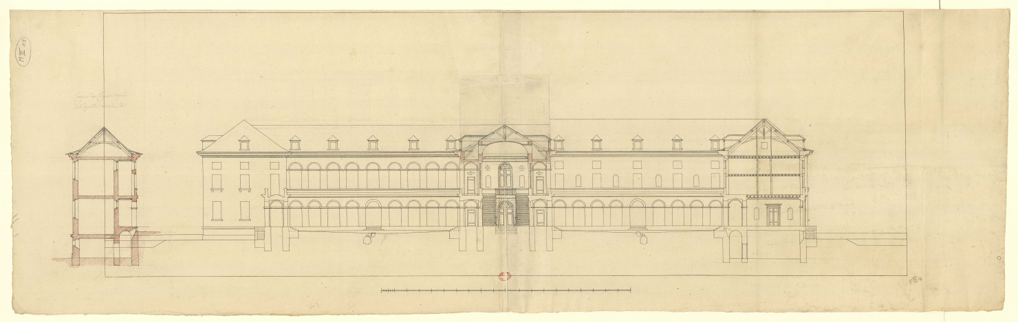 Hôtels Tassin de Villiers et Tassin de Moncourt, à Orléans. Coupe / Pierre-Adrien Pâris , [S.l.] : [P.-A. Pâris], [1791]