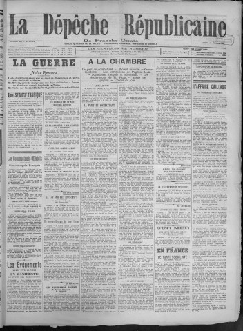 19/01/1918 - La Dépêche républicaine de Franche-Comté [Texte imprimé]