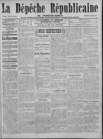 12/03/1913 - La Dépêche républicaine de Franche-Comté [Texte imprimé]