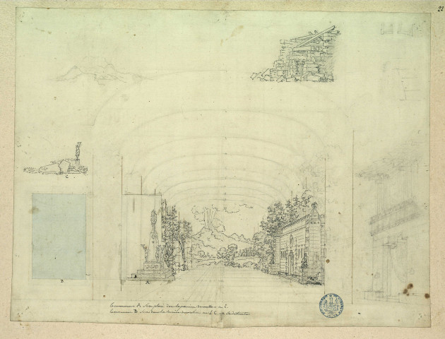 Détails pour l'opéra de "Cora". Projet de décor de théâtre / Pierre-Adrien Pâris , [S.l.] : [P.-A. Pâris], [1700-1800]