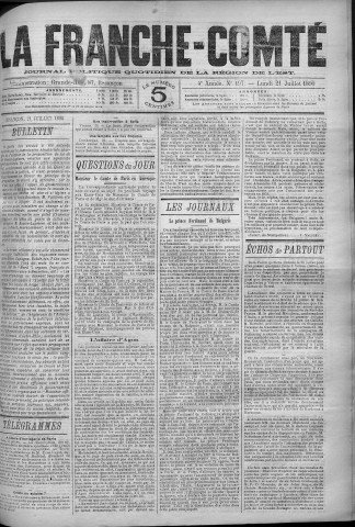 21/07/1890 - La Franche-Comté : journal politique de la région de l'Est