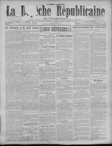 18/08/1921 - La Dépêche républicaine de Franche-Comté [Texte imprimé]