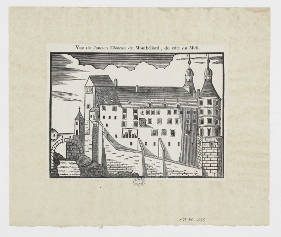 Vue de l'ancien Château de Montbéliard du côté du Midi [estampe] , [S.l.] : [s.n.], [1800-1899]