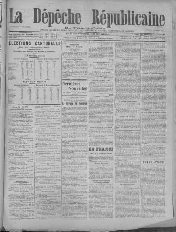 15/12/1919 - La Dépêche républicaine de Franche-Comté [Texte imprimé]