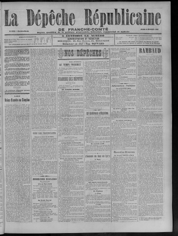 08/02/1906 - La Dépêche républicaine de Franche-Comté [Texte imprimé]