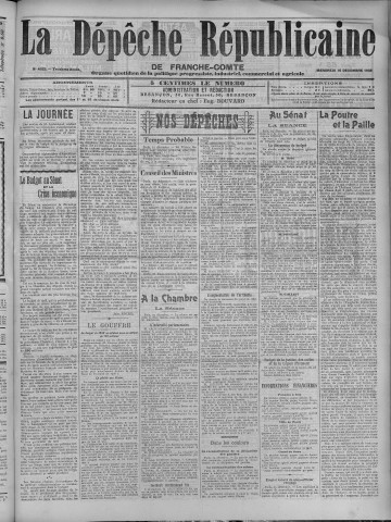 16/12/1908 - La Dépêche républicaine de Franche-Comté [Texte imprimé]
