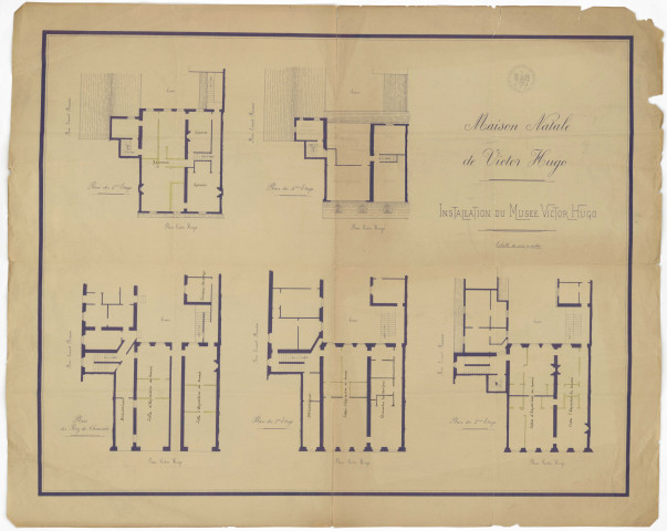 Maisons individuelles et immeubles, projet d'installation du musée Victor Hugo : plans des étages (s.d.)