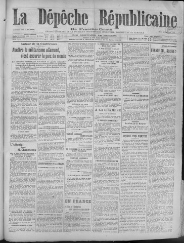 27/02/1919 - La Dépêche républicaine de Franche-Comté [Texte imprimé]