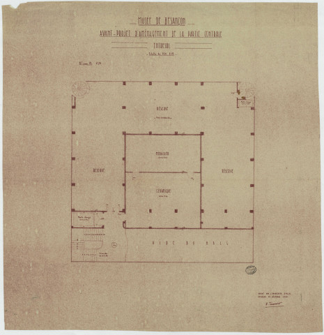 Entresol, avant-projet d'aménagement dressé en décembre 1950 : plan.