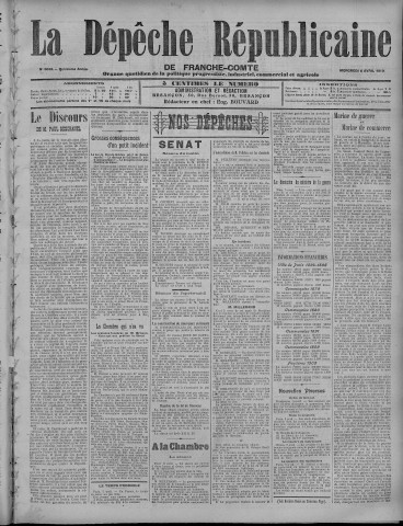 06/04/1910 - La Dépêche républicaine de Franche-Comté [Texte imprimé]