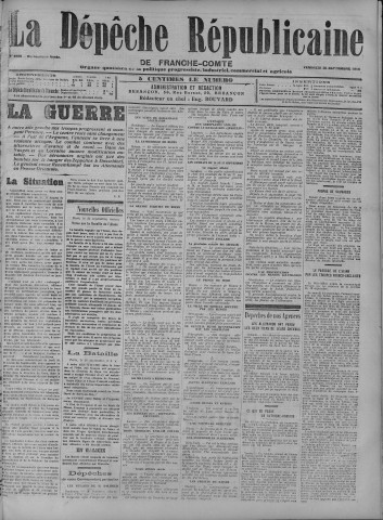 25/09/1914 - La Dépêche républicaine de Franche-Comté [Texte imprimé]