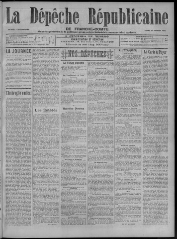 20/02/1911 - La Dépêche républicaine de Franche-Comté [Texte imprimé]