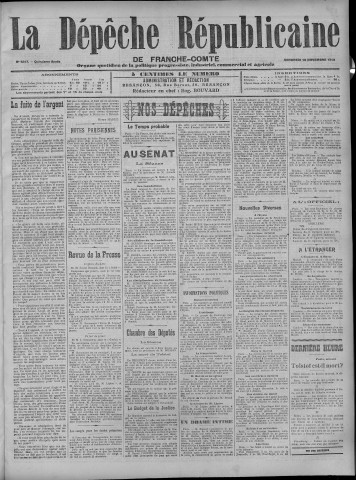 18/11/1910 - La Dépêche républicaine de Franche-Comté [Texte imprimé]
