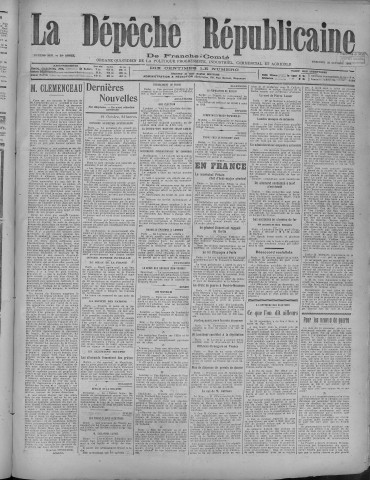22/10/1919 - La Dépêche républicaine de Franche-Comté [Texte imprimé]