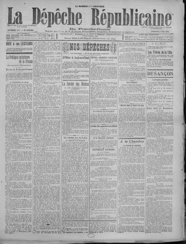 04/06/1922 - La Dépêche républicaine de Franche-Comté [Texte imprimé]